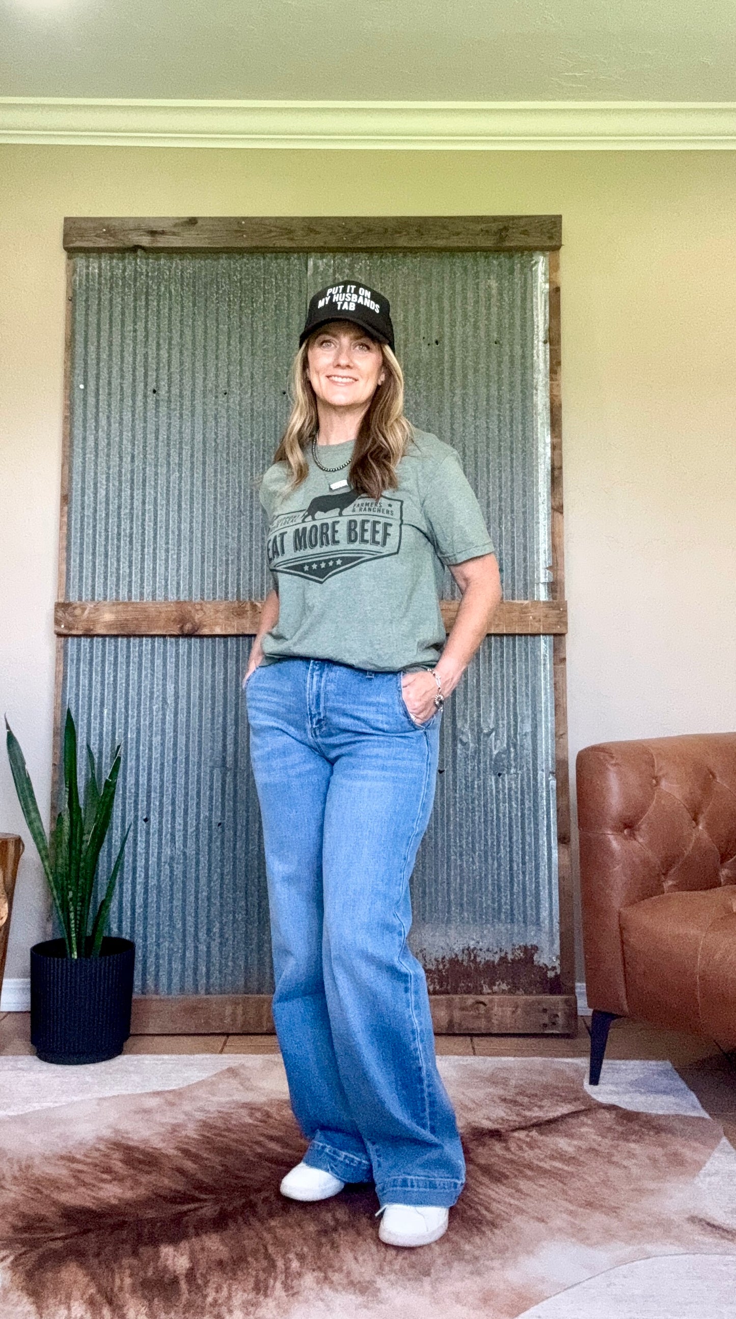 Farmers & Ranchers Eat More Beef Graphic Tee/Heather Green