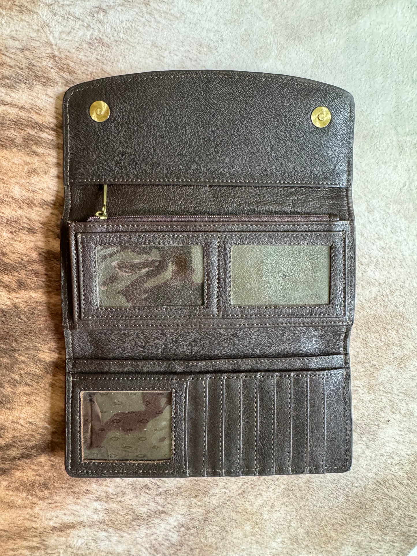 Hand Tooled Leather W/ Brown Hair on Hide Wallet/Clutch