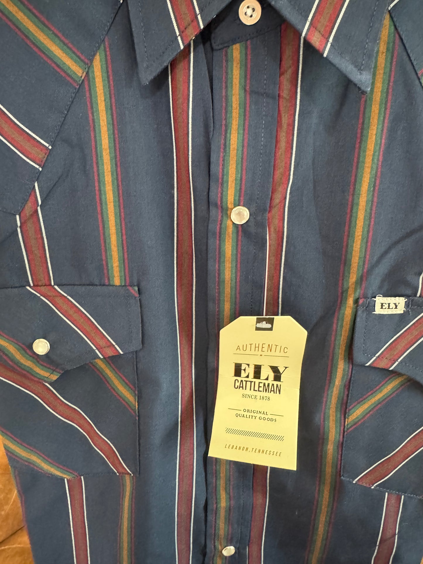MENS L/S STRIPE ELY CATTLEMAN NAVY