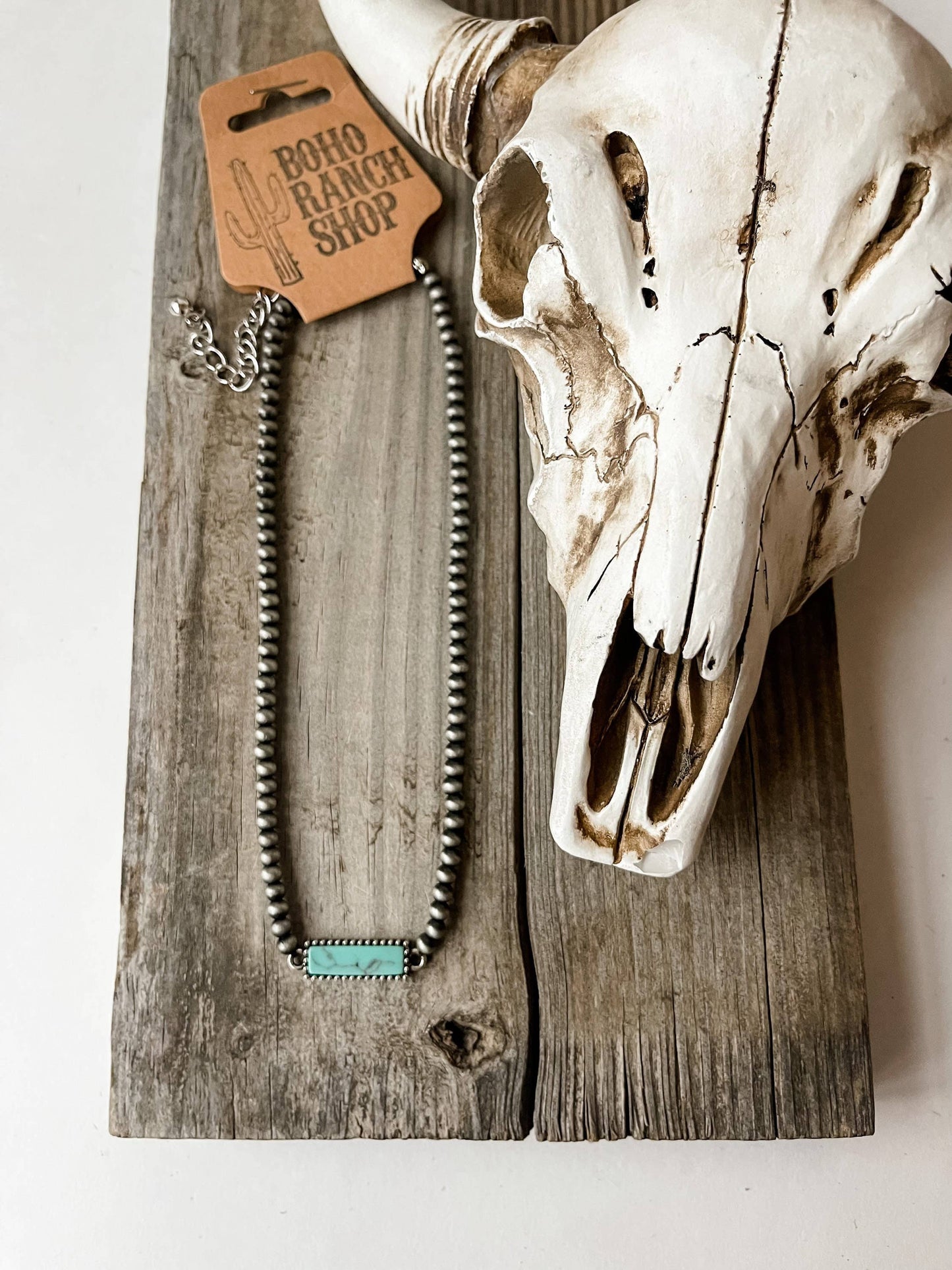 Faux Turquoise Bar Choker Necklace