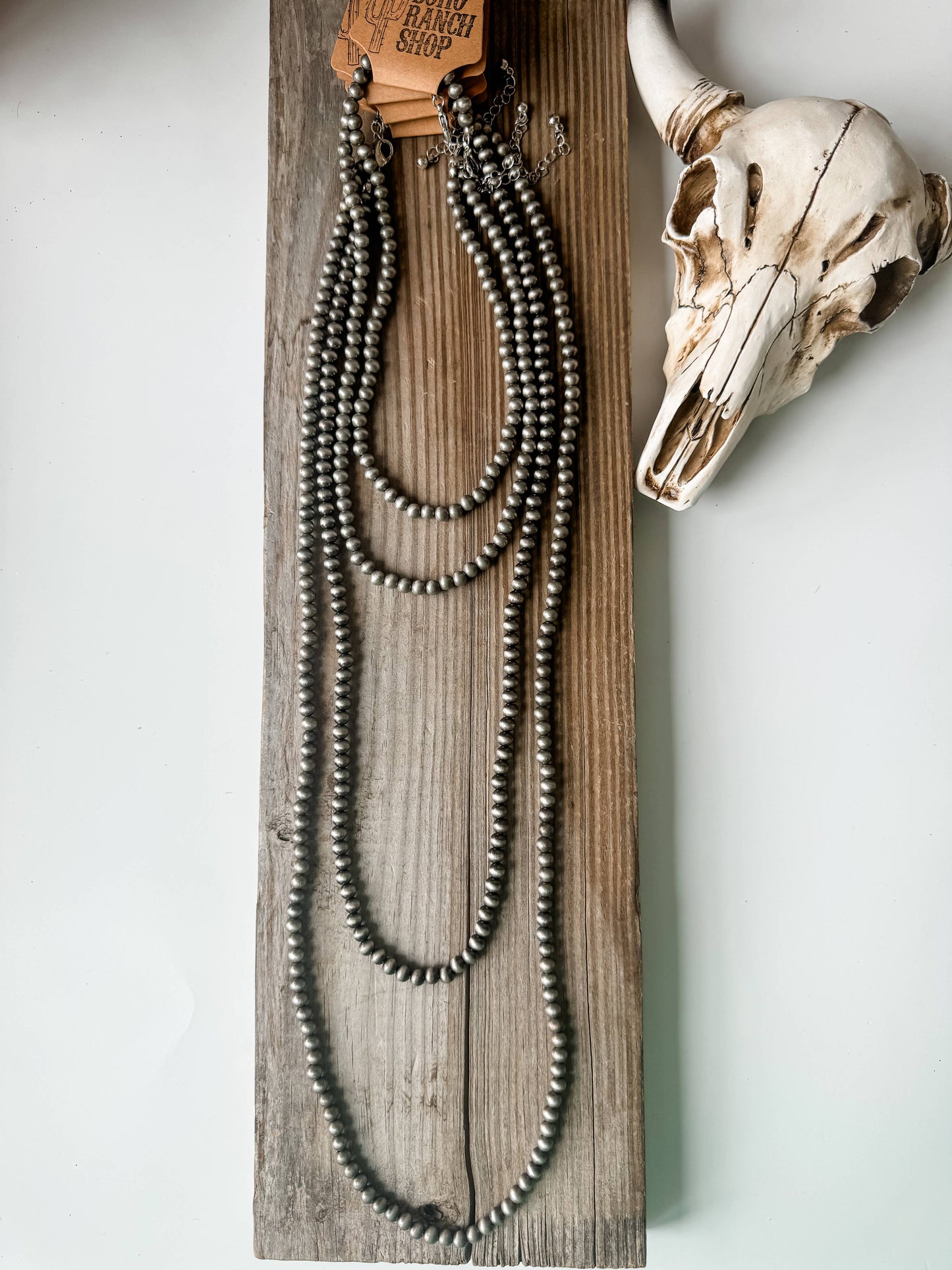 Silver Beaded Necklace 16”