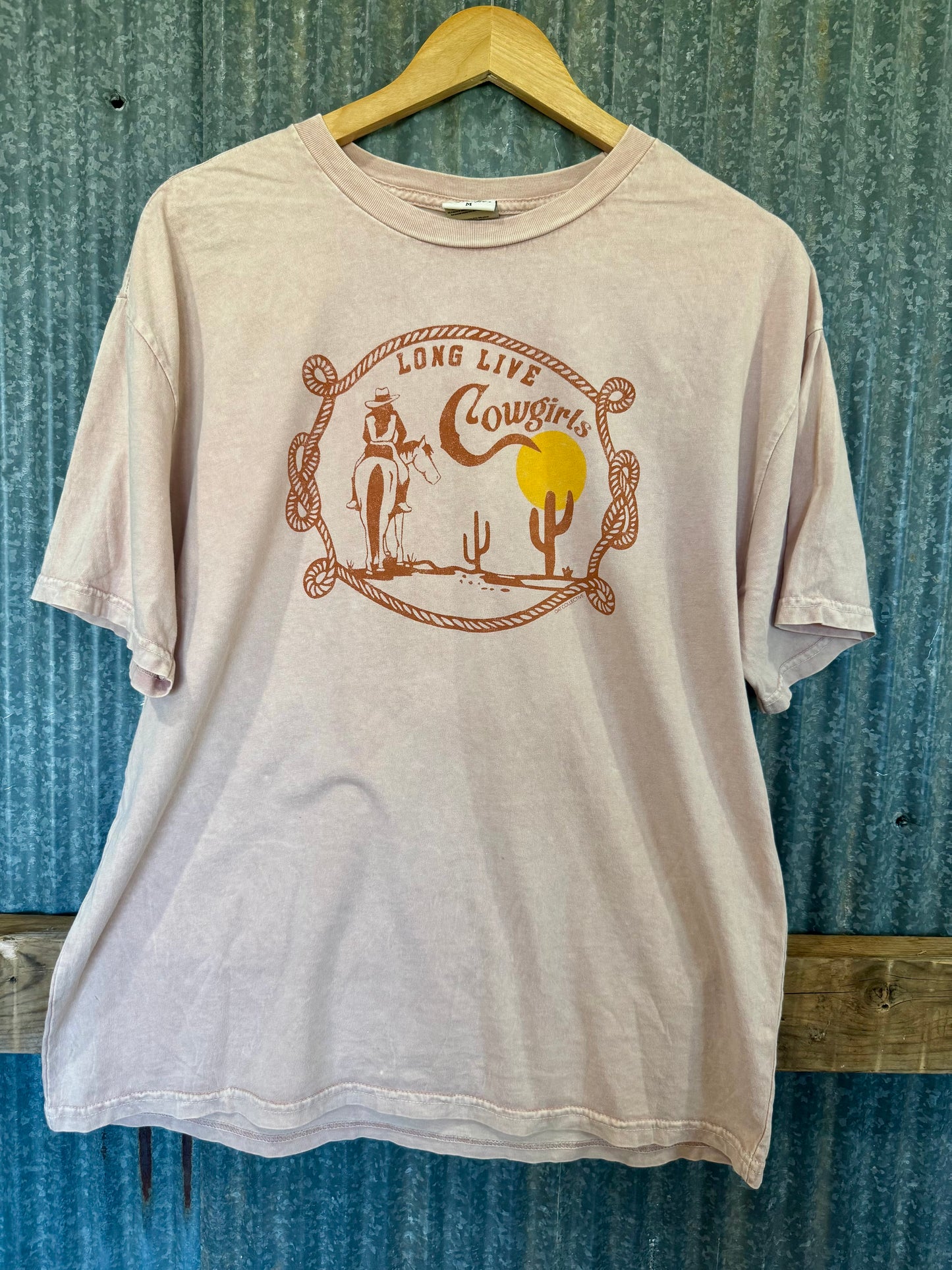 LONG LIVE COWGIRLS Mineral Washed Graphic Top in Soft Pink