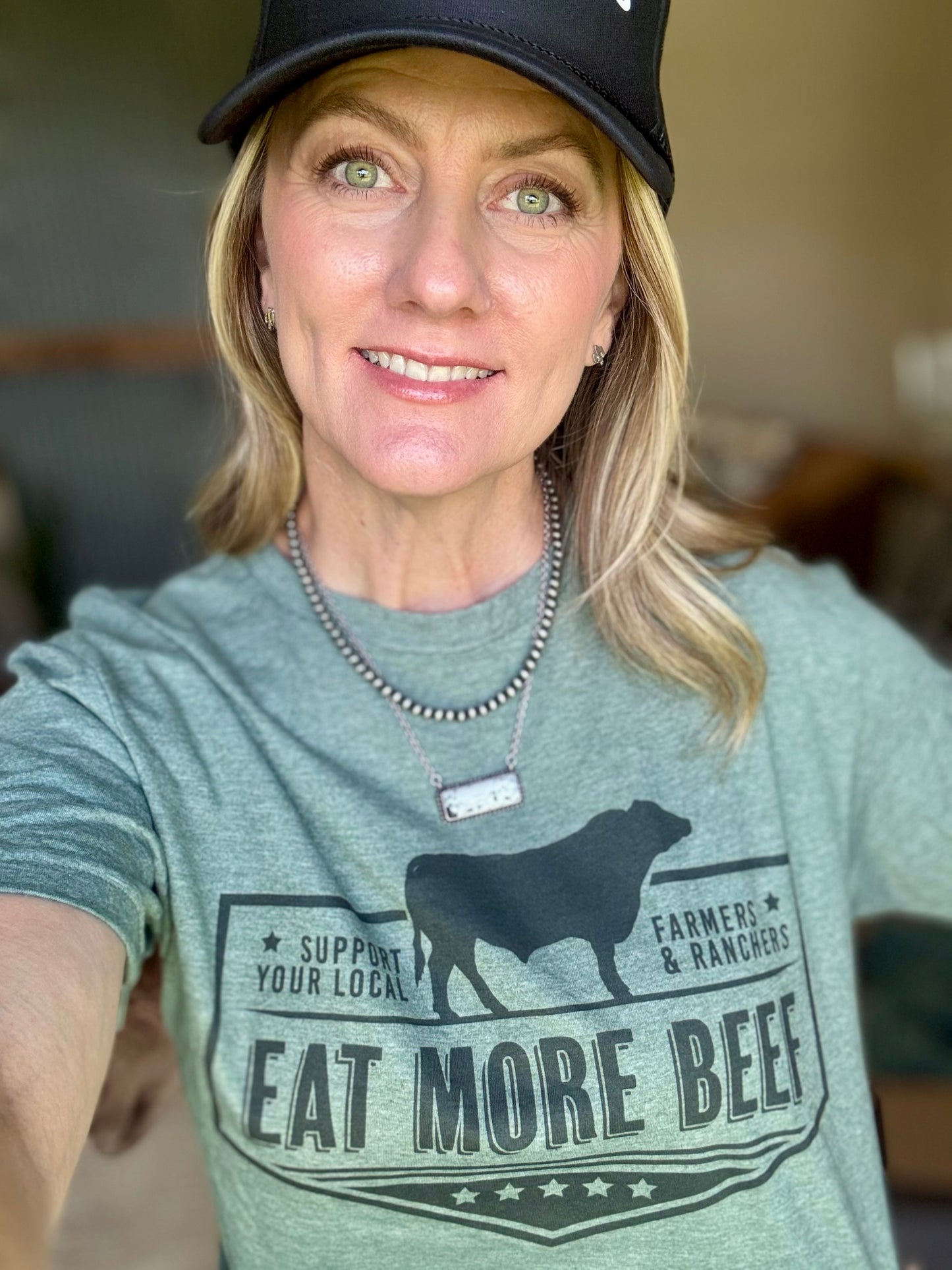 Farmers & Ranchers Eat More Beef Graphic Tee/Heather Green