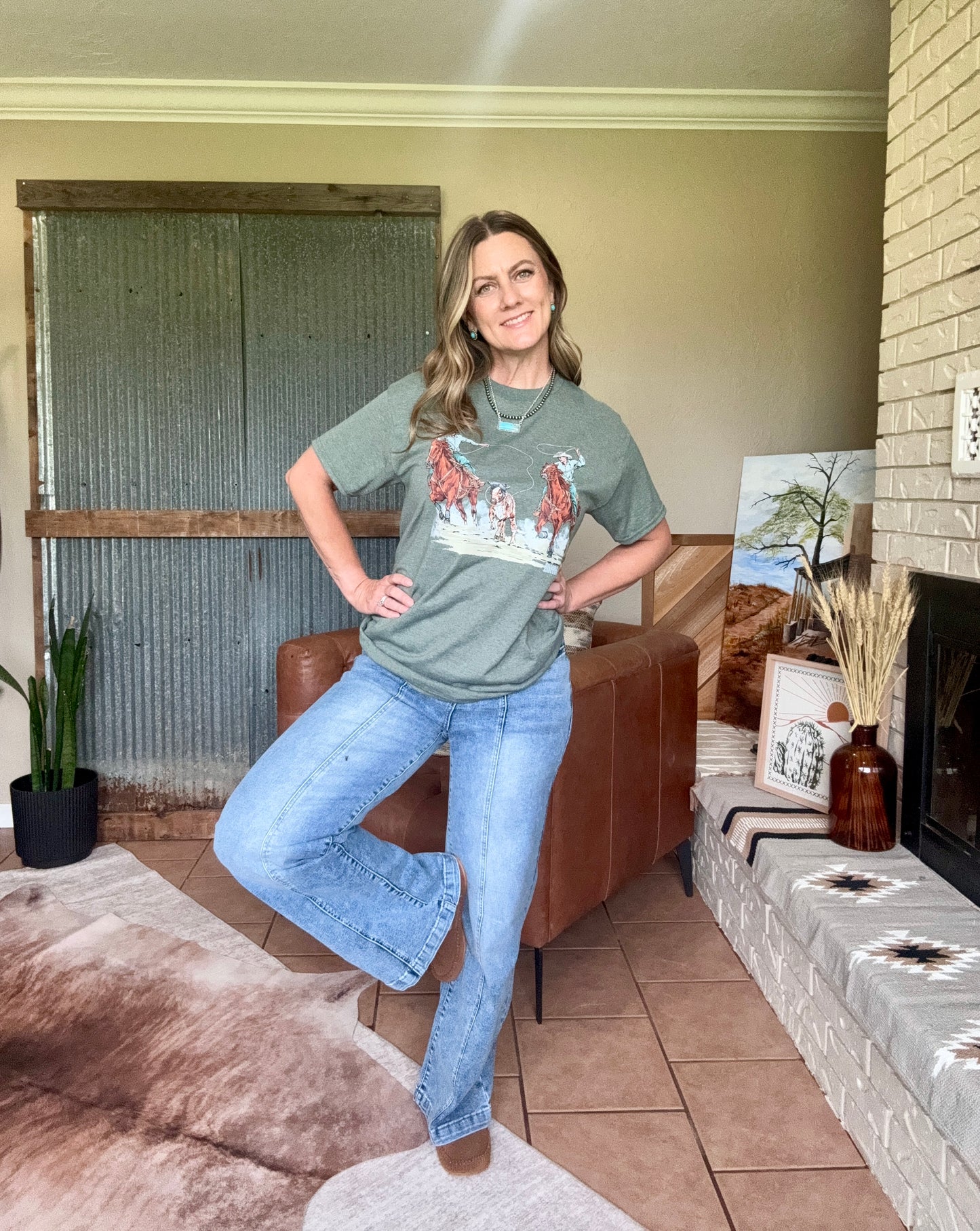 Seamed Wide Leg Jeans