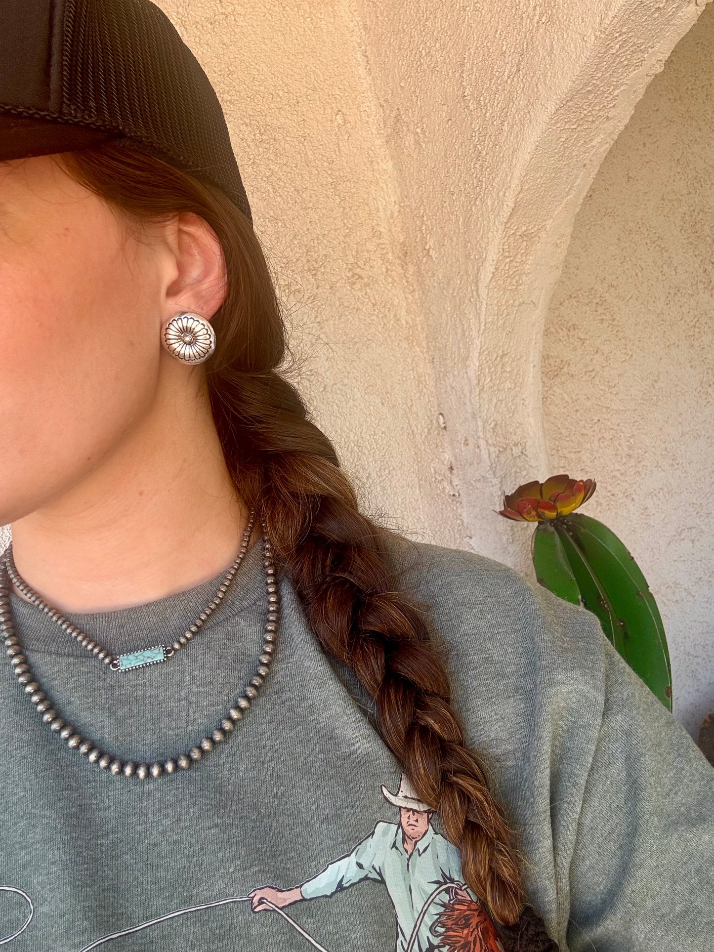 Western Concho Round Earrings