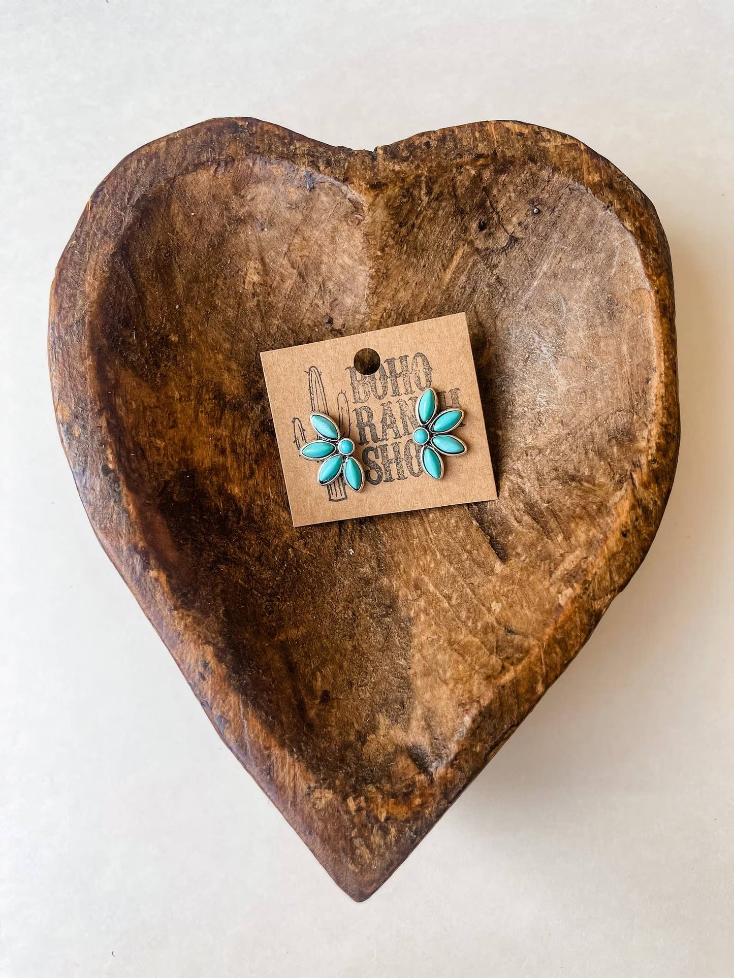 Western Turquoise Floral Earrings
