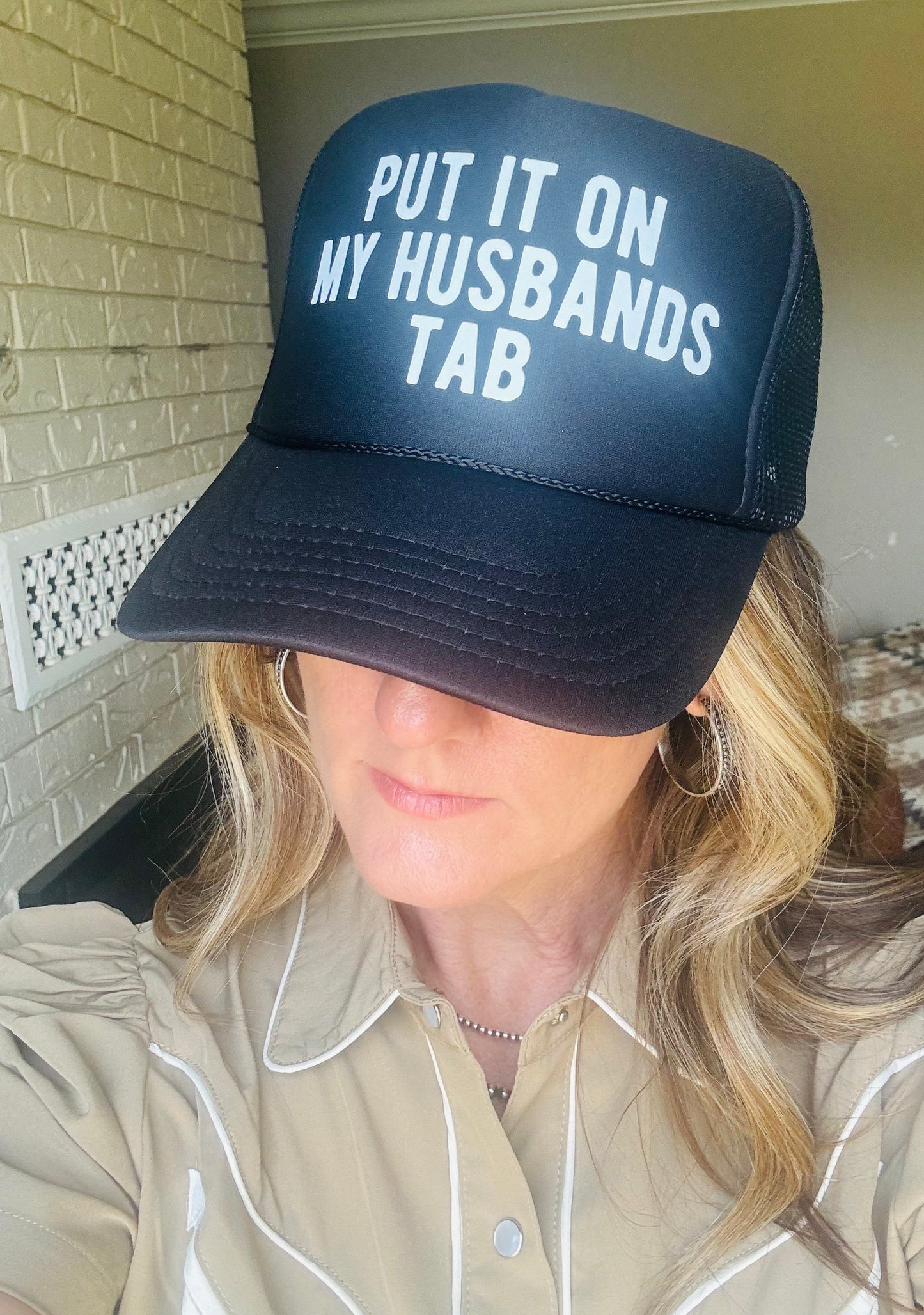 Put It On My Husbands Tab/ Trucker Hat: Black