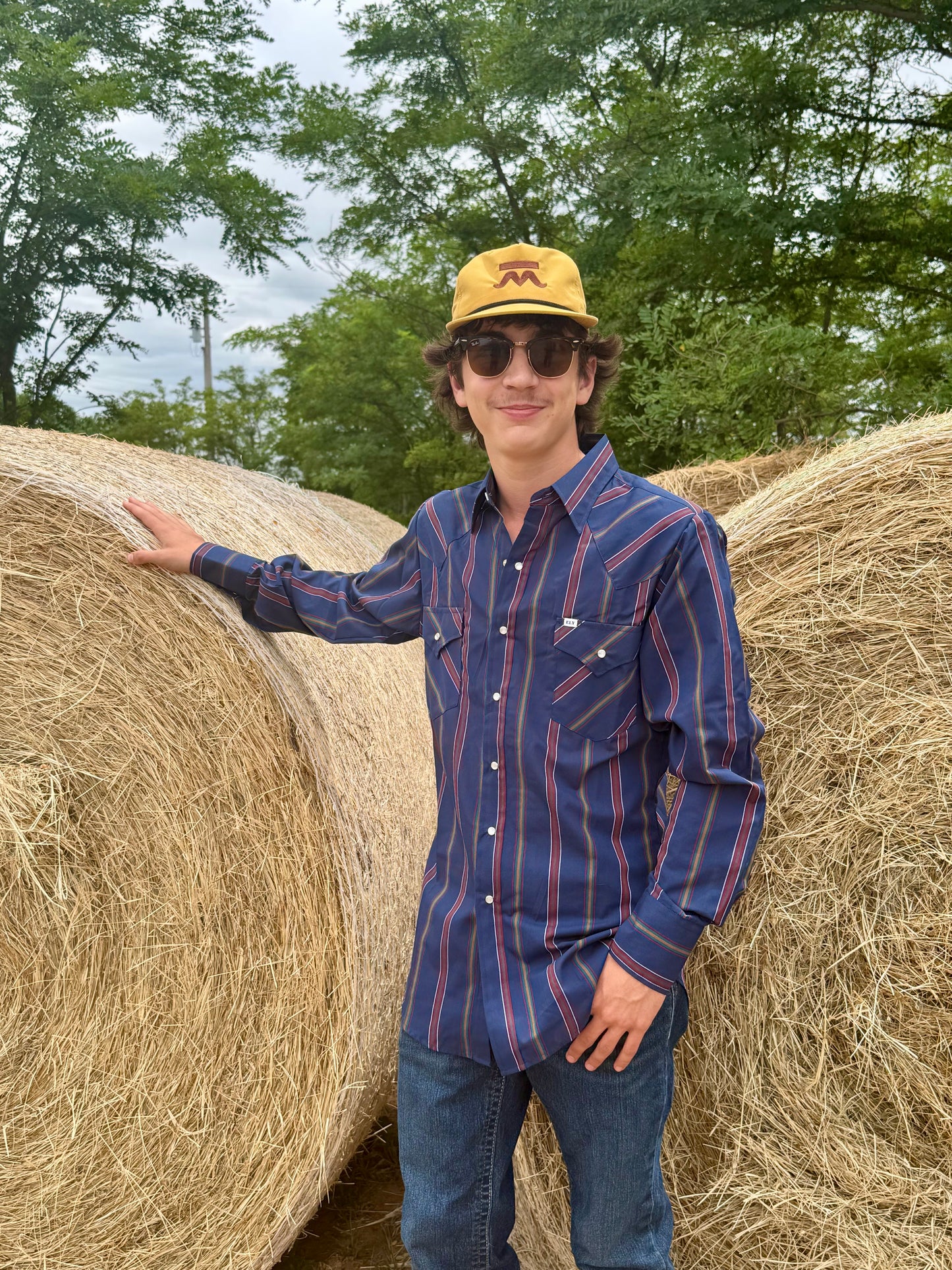 MENS L/S STRIPE ELY CATTLEMAN NAVY