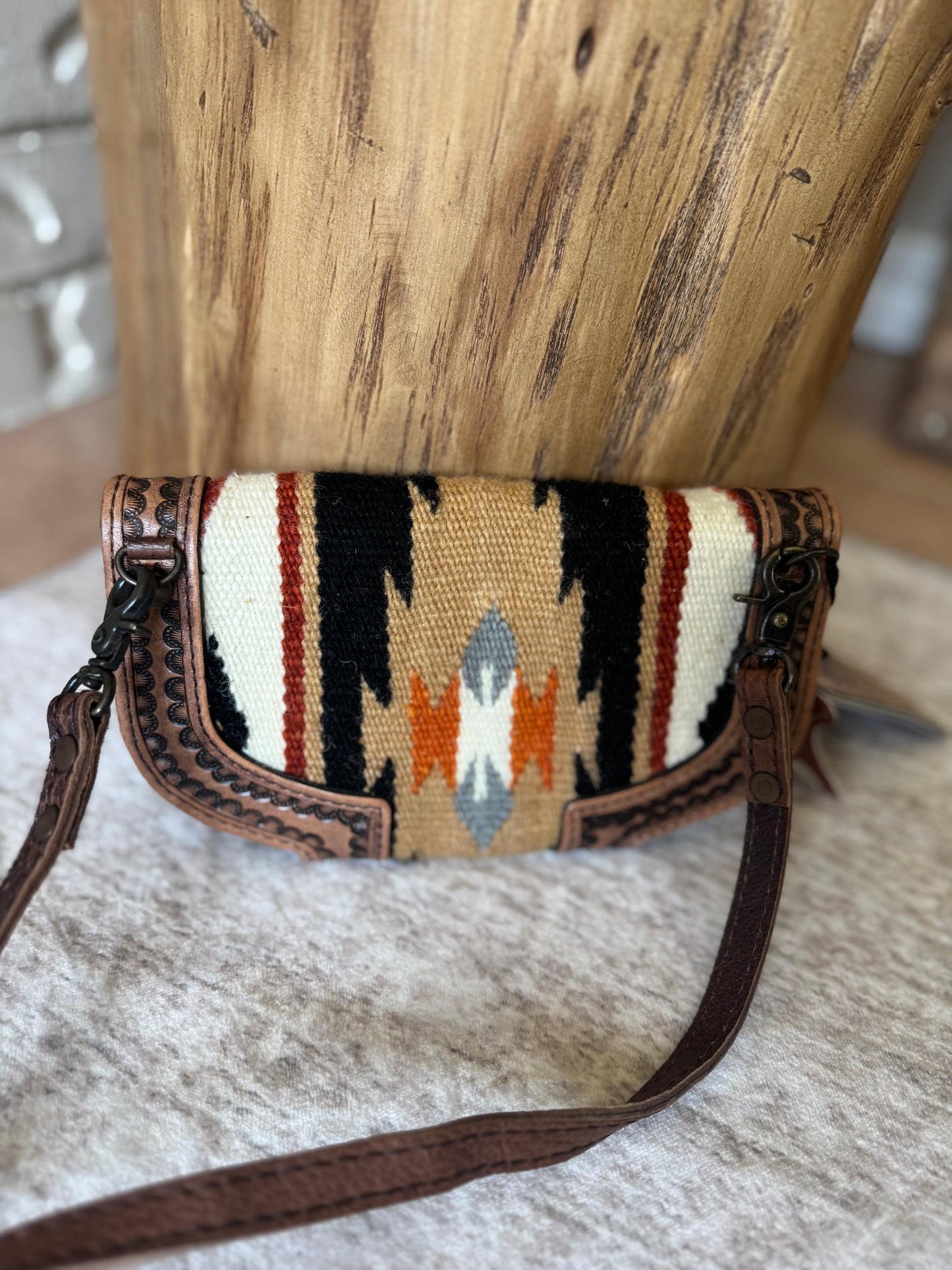Saddle Blanket crossbody with Genuine Leather