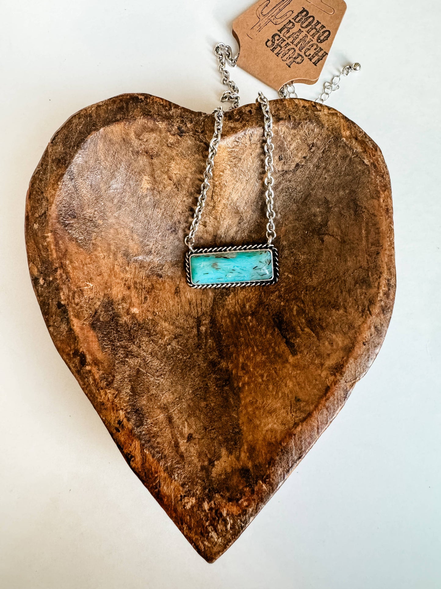 Semi Stone Bar Necklace/Turquoise