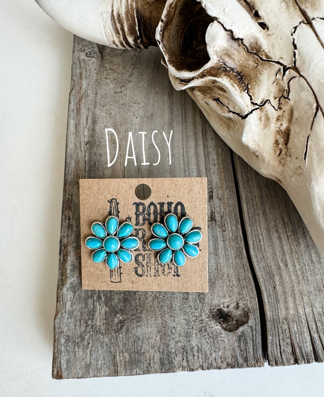 Faux Turquoise Daisy Stud Earrings