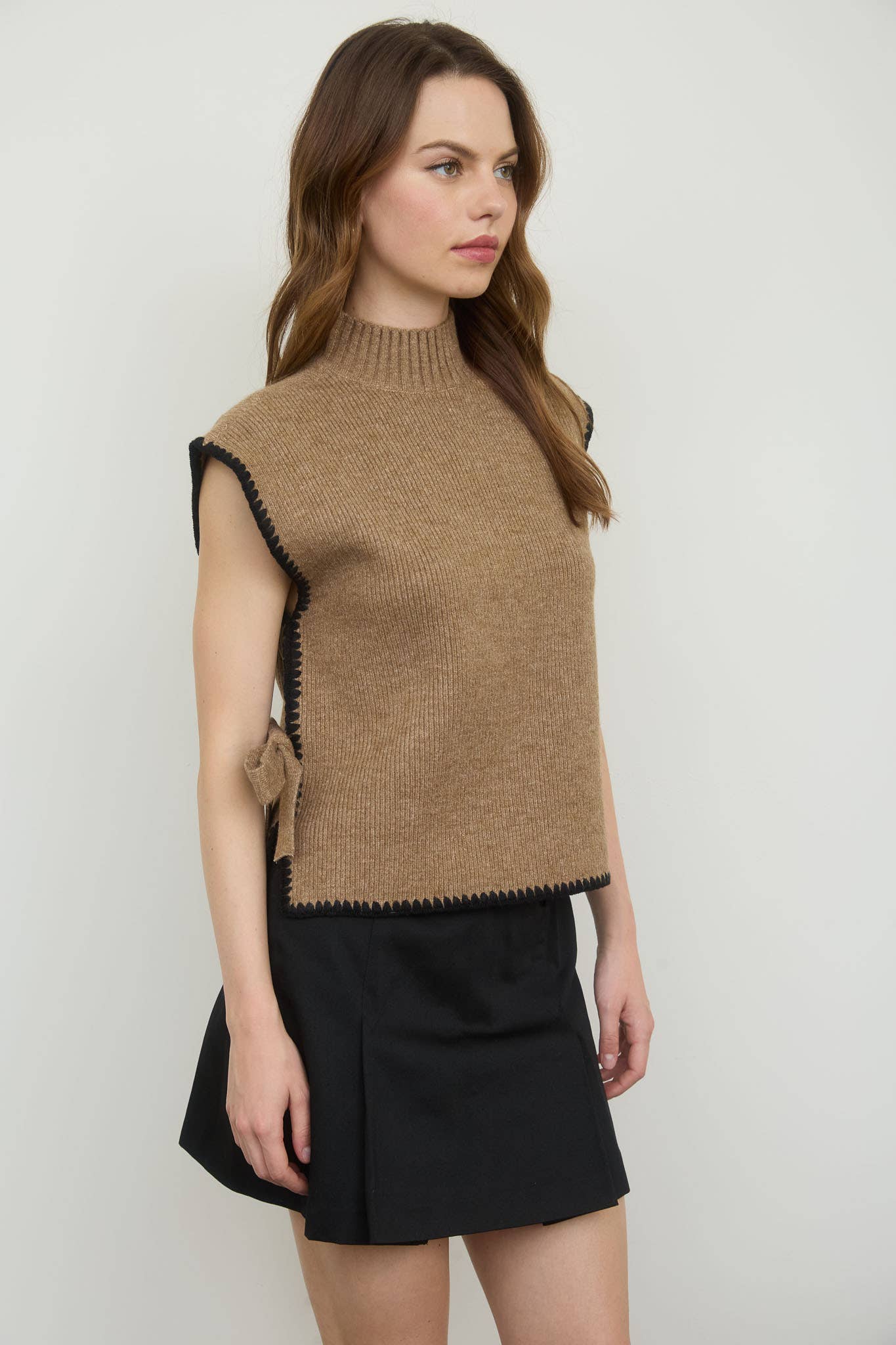 Mock Neck Sweater With Ties