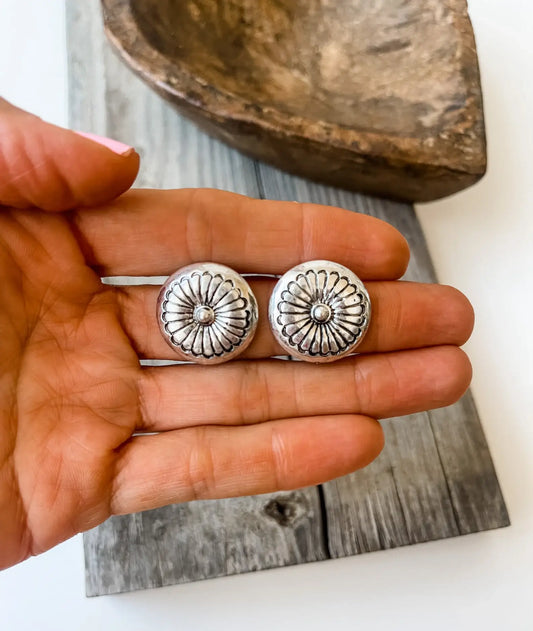 Western Concho Round Earrings
