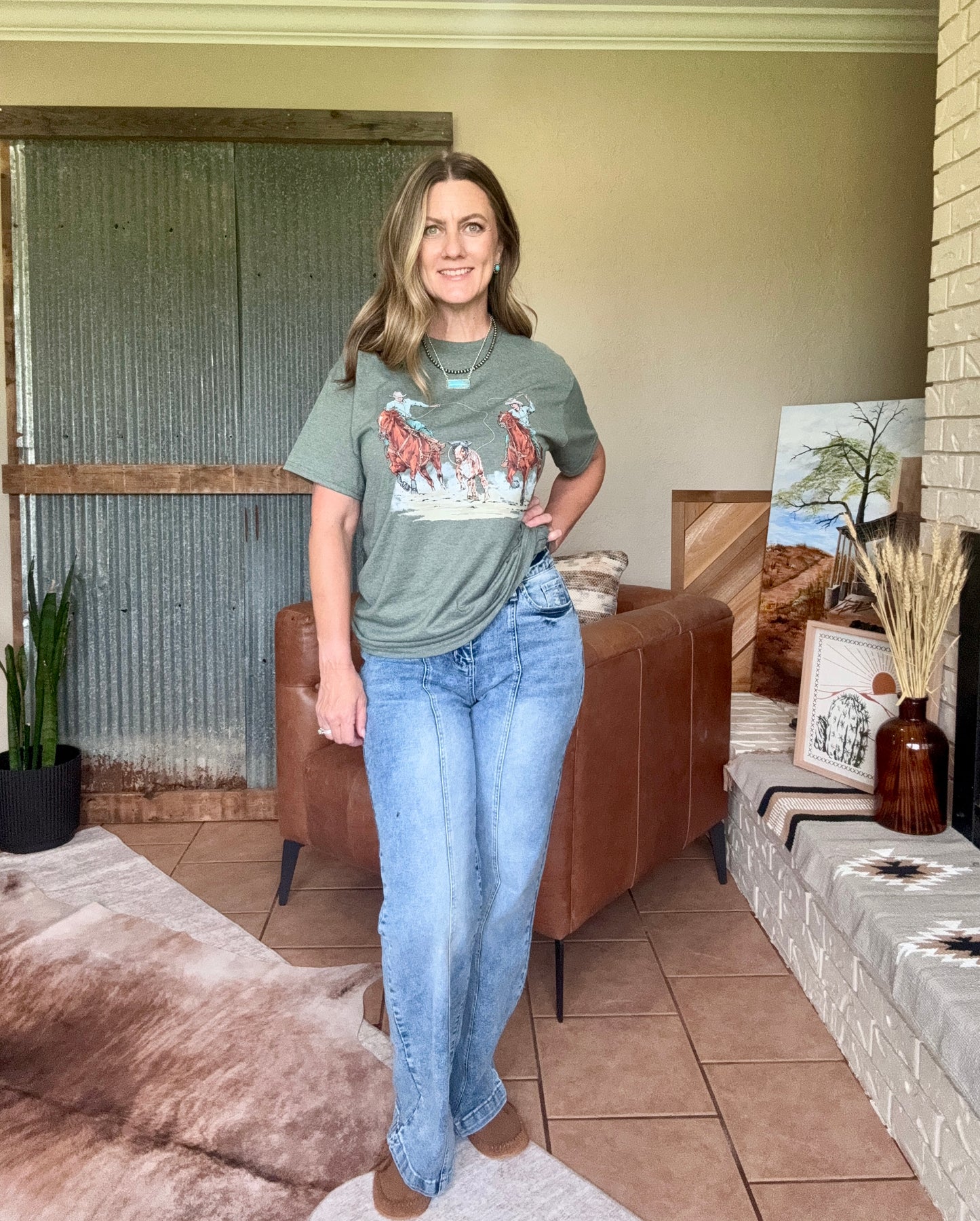 Seamed Wide Leg Jeans