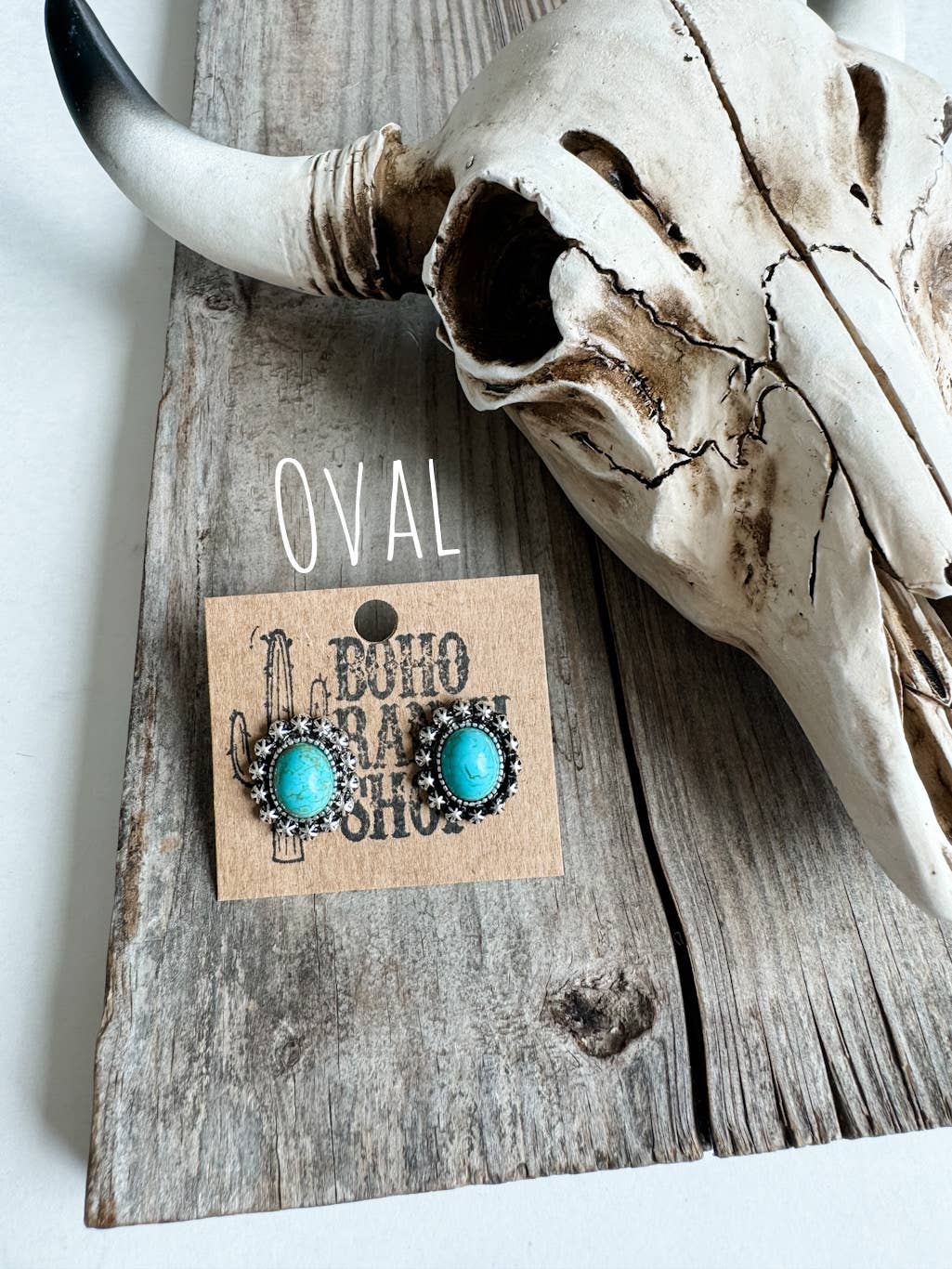 Faux Turquoise Oval Stud Earrings