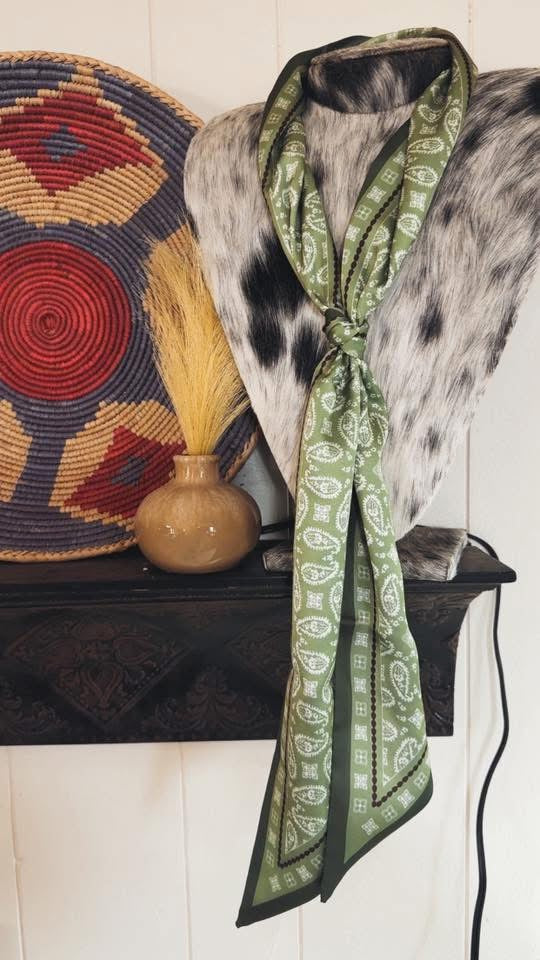 Green Paisley Twilly Scarf