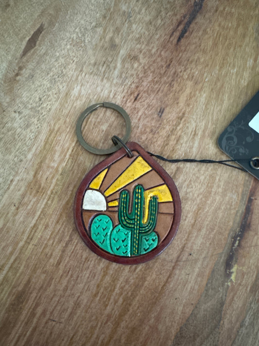 Hand Tooled Round Key Ring