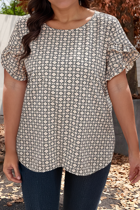 Geometric Print W/ Tulip Sleeve