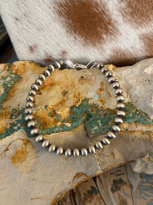 5mm Sterling Silver Pearl Bracelet Stretch