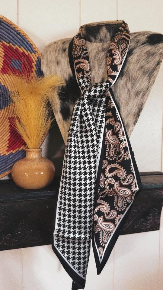 Black Paisley & Checkered Twilly Scarf