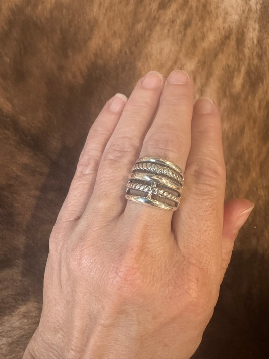 Sterling Silver Double Rope Ring