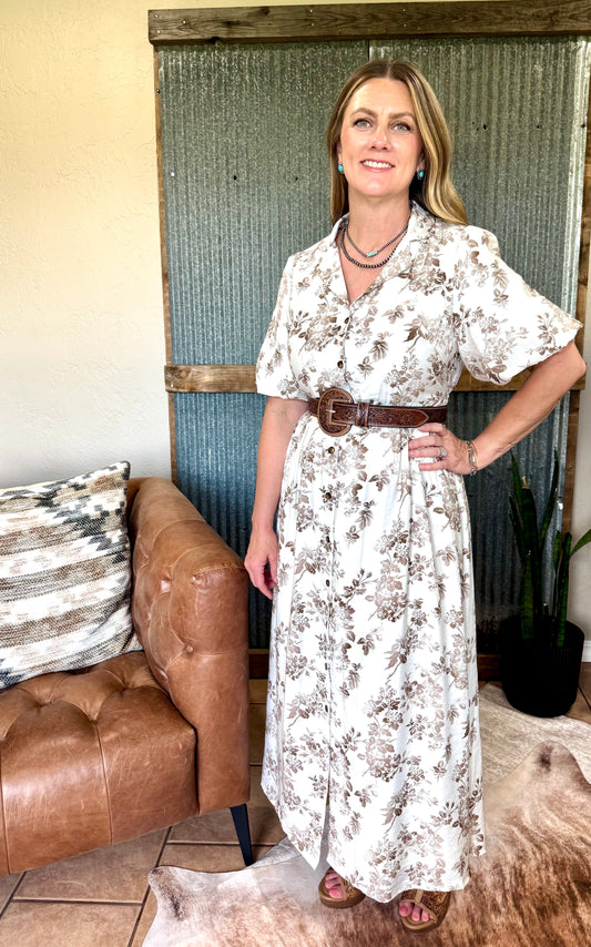 Floral Puff Sleeve Maxi Dress