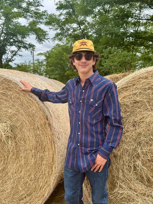 MENS L/S STRIPE ELY CATTLEMAN NAVY