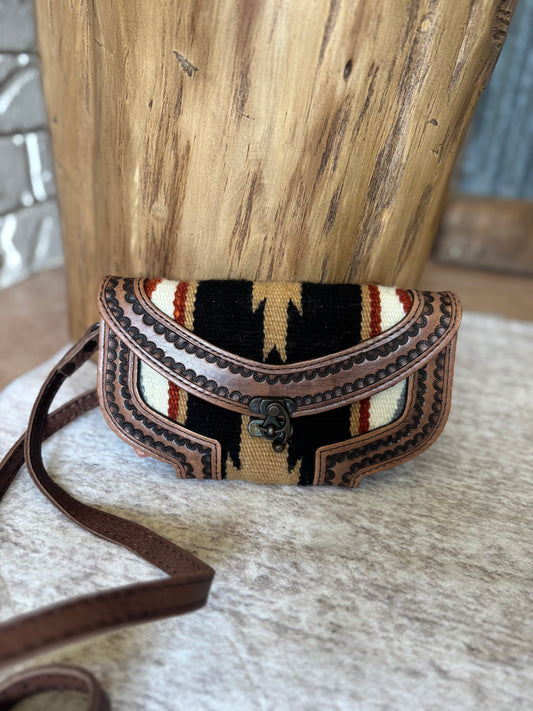 Saddle Blanket crossbody with Genuine Leather