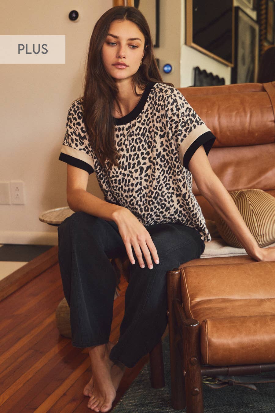 Textured Leopard Printed Knit Top