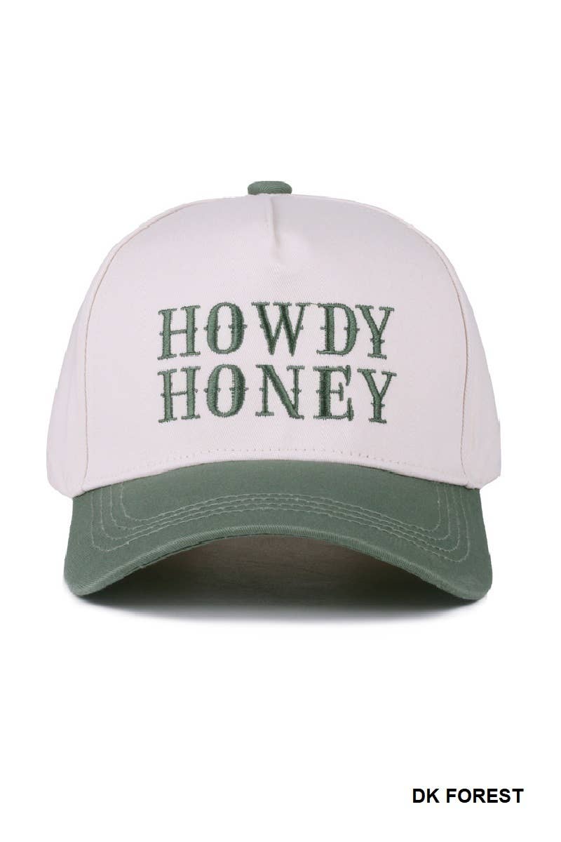 Howdy Honey Two-tone Canvas Cotton Cap in Green