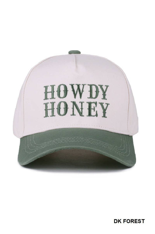 Howdy Honey Two-tone Canvas Cotton Cap in Green